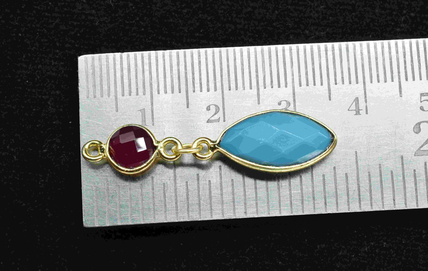 Turquoise Dangle pendant Charms,Garnet Connector,Handmade jewelry,Component pendant,Station Bezel Link,Multi Gemstone Dangle Earring,Gift