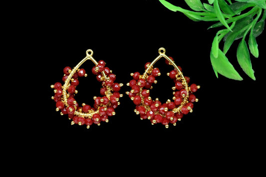 Red Coral Wire Wrapped Pendant,Handmade Beaded Charms Necklace,Dangle Earring Connectors,Gemstone Component,Red Coral Pendant Jewelry Gift