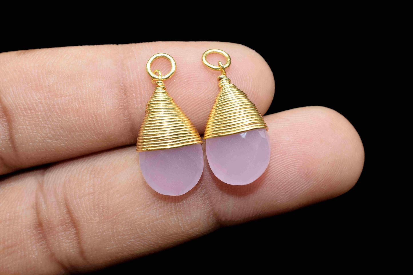 Pink Chalcedony Faceted Connector,Loop Connector,Teardrop Pendant Jewelry,Gemstone Wire Wrapped Pendant,Wire Wrapped Necklace Jewelry,Gift