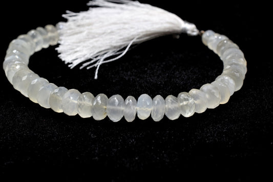 White Moonstone 8mm to 8.5mm faceted Rondelle Beads,Moonstone beads,Jewelry Making beads Craft,Moonstone Gemstone Bead,Moonstone fine beads,
