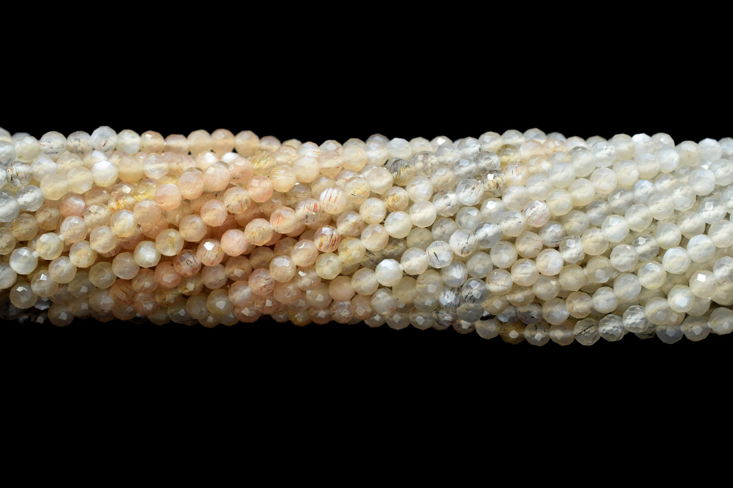 Multi Moonstone Faceted Beads,Gemstone Beads Strand,3mm Rondelle,Multi Shaded Beads,Micro faceted beads,Mixed Moonstone Strand Beads Jewelry