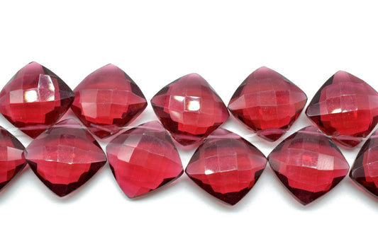 Pink Tourmaline Faceted Cushion Briolettes,Pink Tourmaline Square briolettes,Tourmaline Drill briolettes,Pink Tourmaline 14mm briolettes,