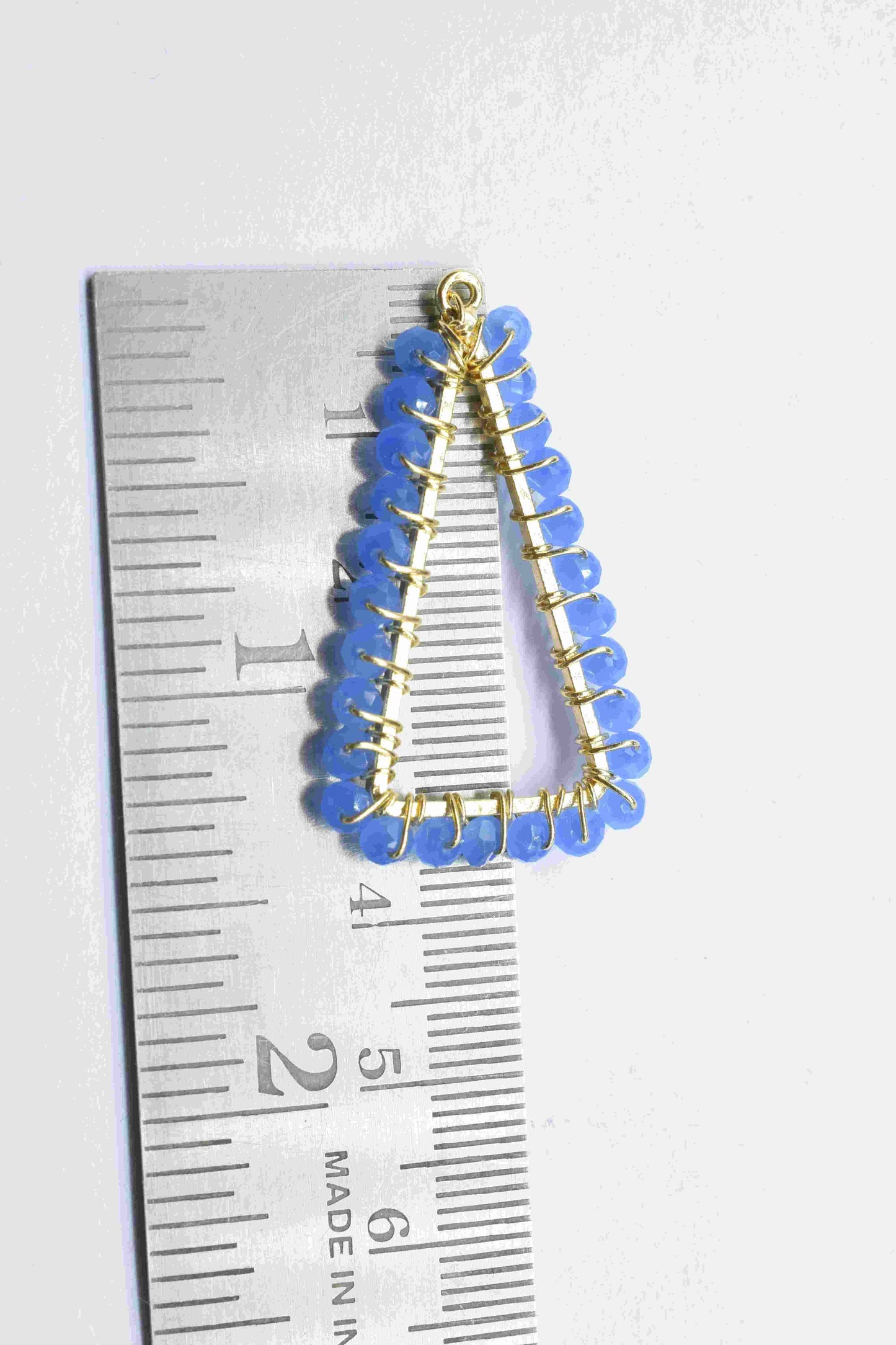 Blue Quartz Wire Wrapped Dangle Earring,Handmade Beads Earring Connector,Gemstone Component,Blue Quartz Component Jewelry,Finding Necklace