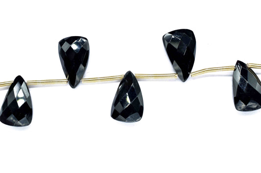 Black Onyx Triangle Shape Briolettes, Fancy Shape Briolette,Black Onyx Jewelry Supplies,Faceted Trillian Briolette,Black Onyx Gemstone Beads