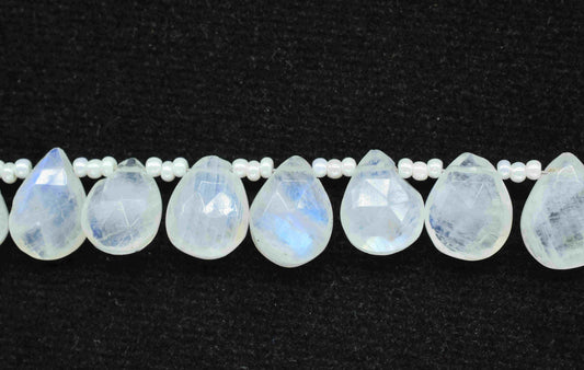 Rainbow Moonstone Beads Strands,Teardrop Shape Necklace,Moonstone Faceted Briolettes,Handmade Beads jewelry,Station Link,Fine Quality Beads