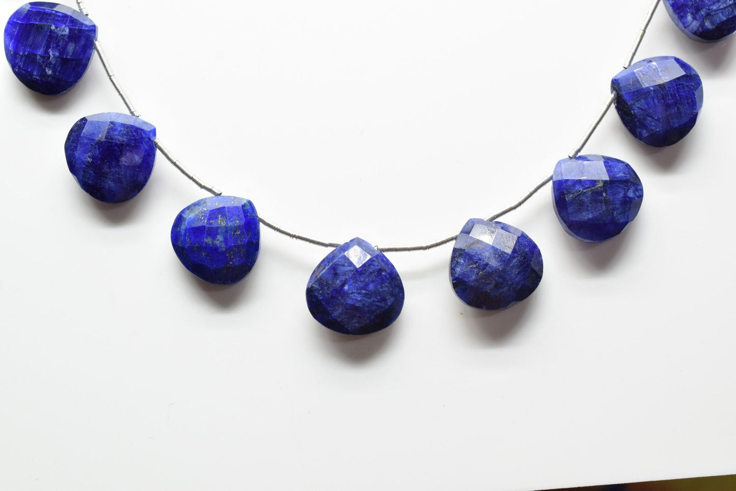 Blue Sapphire 14mm Heart Shape Briolettes,Side drilled Briolette,Jewelry making supplies,craft supplies,Blue Sapphire Briolette,Gemstone