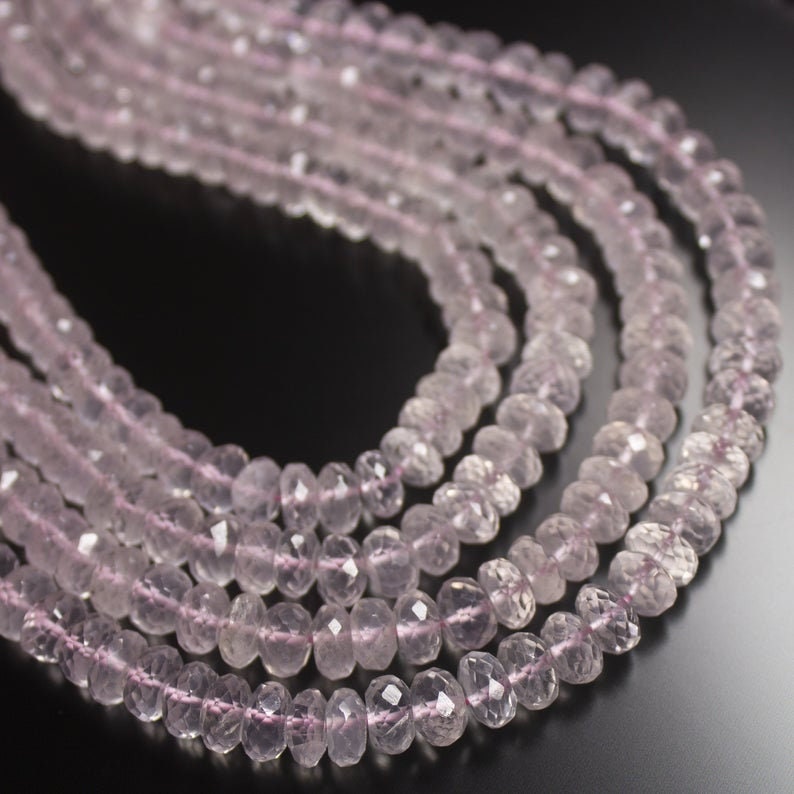Rose Quartz Faceted Rondelle Beads 8mm,Faceted Rondelle Beads,Rose chalcedony rondelle,semi precious faceted beads,Rose Quartz 13 inch beads