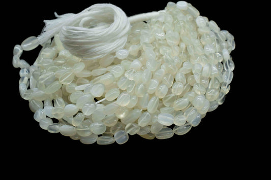 White moonstone Beads Jewelry,handmade Necklace,Gift,White moonstone smooth nuggets,Oval Shape Gemstone Tumble Beads,moonstone nugget Strand