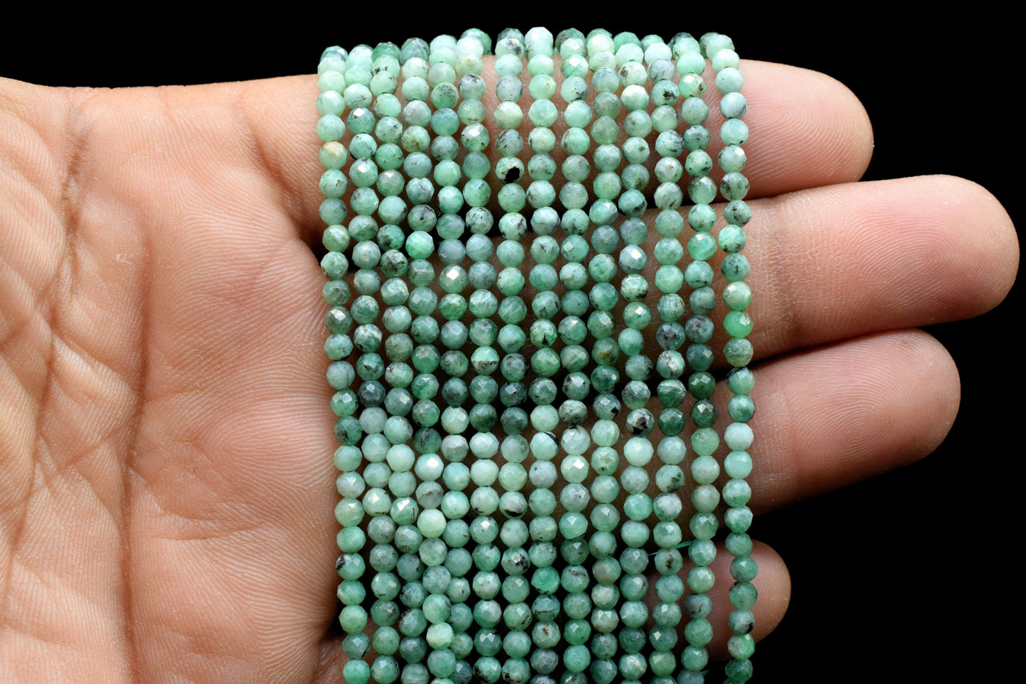 Natural Emerald Shaded Faceted Beads,Gemstone Bead Strand,Emerald Shaded Beads,Emerald Micro faceted beads,precious Strand Beads,