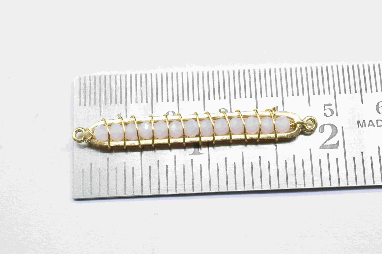 Pink Quartz beaded Bar Finding Connector,Pink Quartz Bar Pendant Necklace,Pink Bar Bracelet,Beaded Bar Finding Component,Pink Quartz jewelry