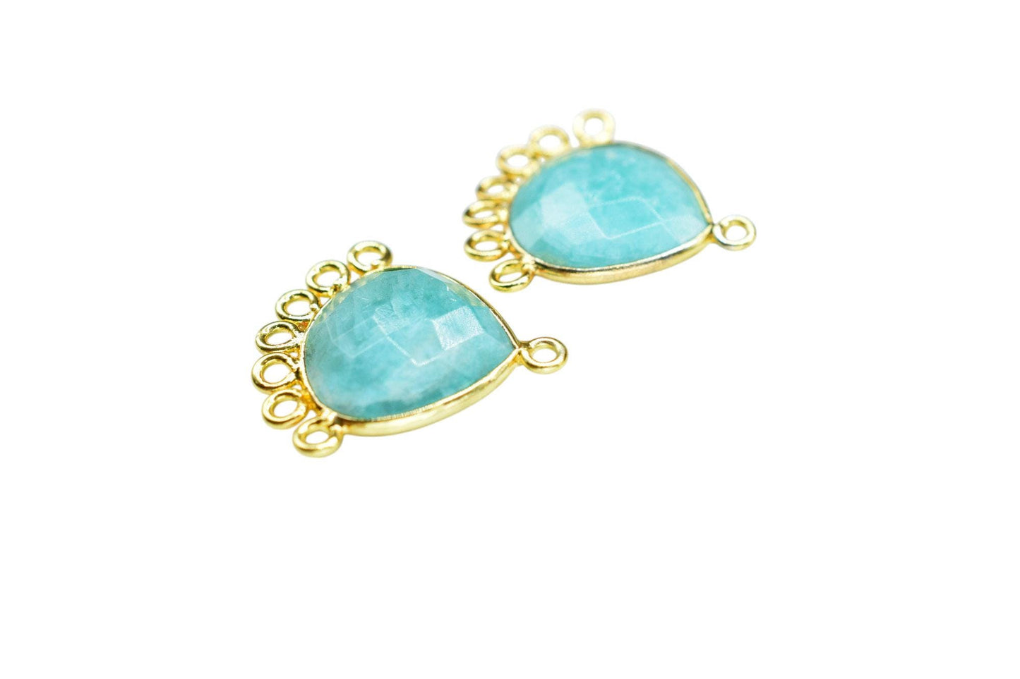Amazonite 14mm Heart Bezel Charm/Charms Connector/Handmade Jewellery Connectors/Gemstone Brass Component/Women Jewelry/B'day Gift