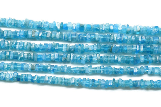 Natural Neon Apatite Heishi Square Beads 4 to 6 MM Size AAA Quality 16"inch Long Strand Square Heishi Beads Apatite Gemstone, Apatite Bead
