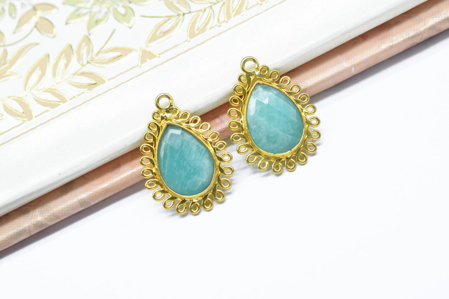 Amazonite 10x14mm Teardrop Charms,Gemstone Pendant,Handmade Jewellery connector,Single Bail Pendant,Amazonite Bezel Charms,Necklace Pendant