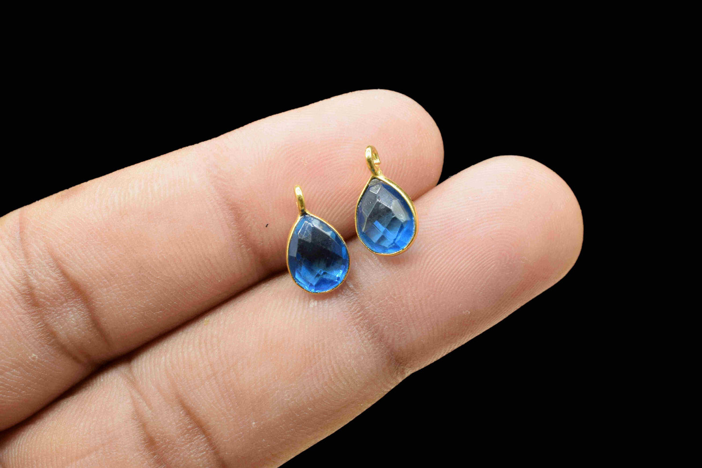 London Blue Topaz 6x8mm Teardrop Pendant,Blue Topaz Gemstone Component,Blue Topaz Necklace,Pendant Connector,London Blue Topaz Earring, Gift