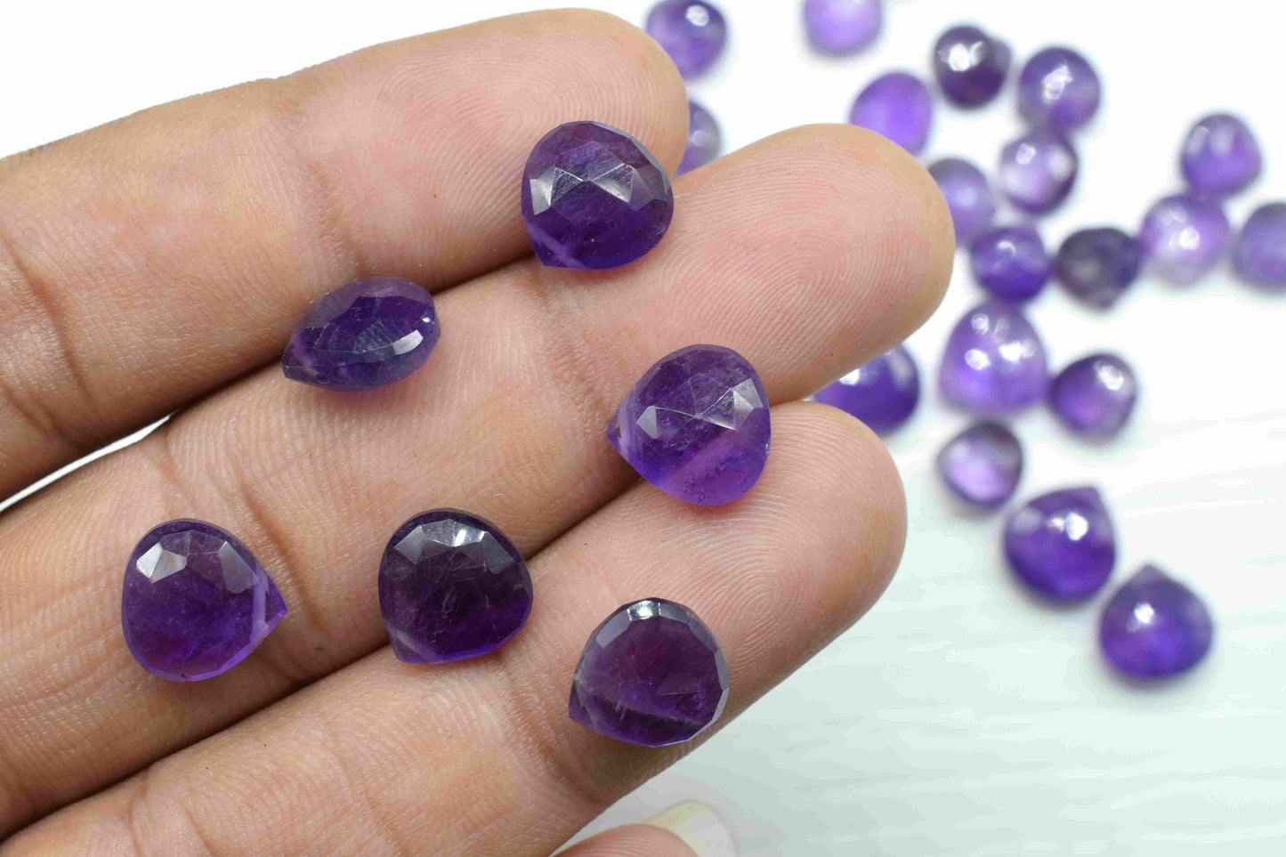 Amethyst 10mm Heart Shape Briolette,Faceted Beads for Jewelry Making,Natural Gemstone Beads, Amethyst Heart Shape Bead, Amethyst Briolettes