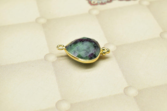 Ruby Zoisite Faceted Connector,Ruby zoisite Single Bail Connector Pendant Jewelry,Zoisite 14mm Heart Shape Checker Cut Pendant jewelry,Gift