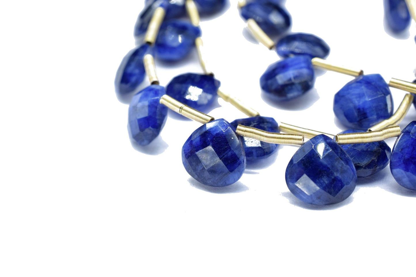 Blue Sapphire 10mm Heart Shape Briolettes,Blue Gemstone Heart Faceted Beads,Sapphire strand,Jewelry Making Supplies,Blue Sapphire jewelry
