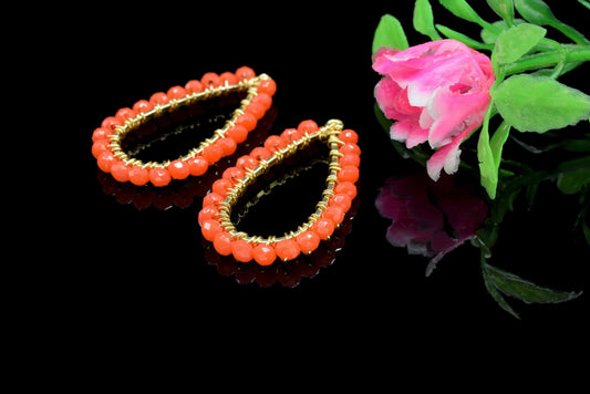 Carnelian Wire Wrapped Dangle Connector, Gemstone Component, Handmade Beaded Earring,Finding Necklace,Carnelian Jewelry,Pendant Jewelry,Gift