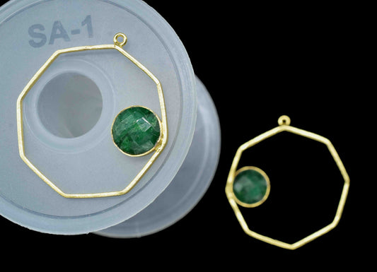 Emerald Gemstone Component, Emerald 10mm Round Shape Component, Gemstone Earring, Finding Hexagon Shape Necklace,Component Jewelry,Connector