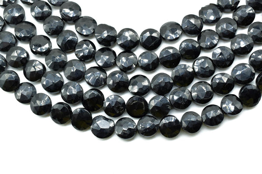 Black Onyx Faceted Coin Discs Beads,high quality Black Onyx faceted coin bead 13 inch strand,Black onyx faceted beads,handmade coin beads