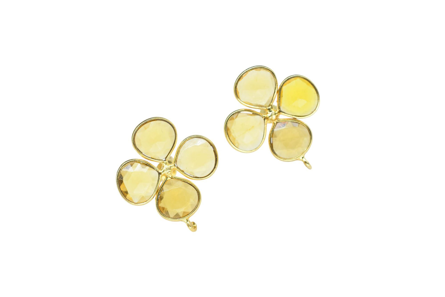 Citrine Gemstone Earring Connector/Gold Plated Jewelry/Citrine Handmade Jewelry/Bezel Component/Jewelry making Stone/Heart Shape Earring