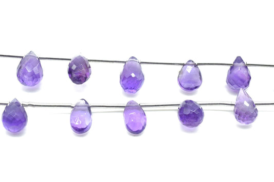 Amethyst Drop Shape Briolettes,Amethyst spiky teardrops,Genuine Amethyst-Faceted Pear Shape Briolette,Amethystx 6x8 &7x10mm TearDrop shape