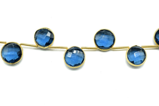 Kyanite 10mm Faceted Round Shape charms strand,Kyanite Faceted Gemstone JewelryMaking Component,Kyanite charms,Brass charms