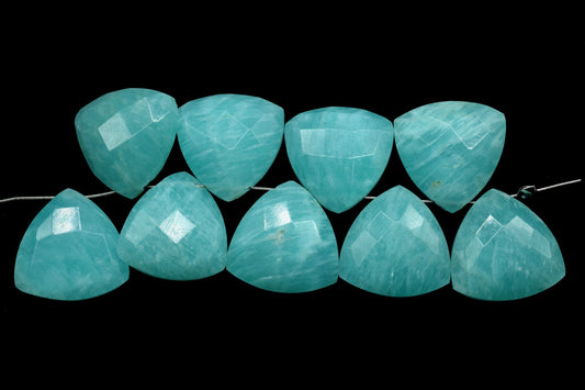 Trillion Faceted Beads,Amazonite 15mm Trillion Briolettes,Trillion Shape Bead,Jewelry Supply Beads,Jewelry Supply,Natural Gemstone Bead
