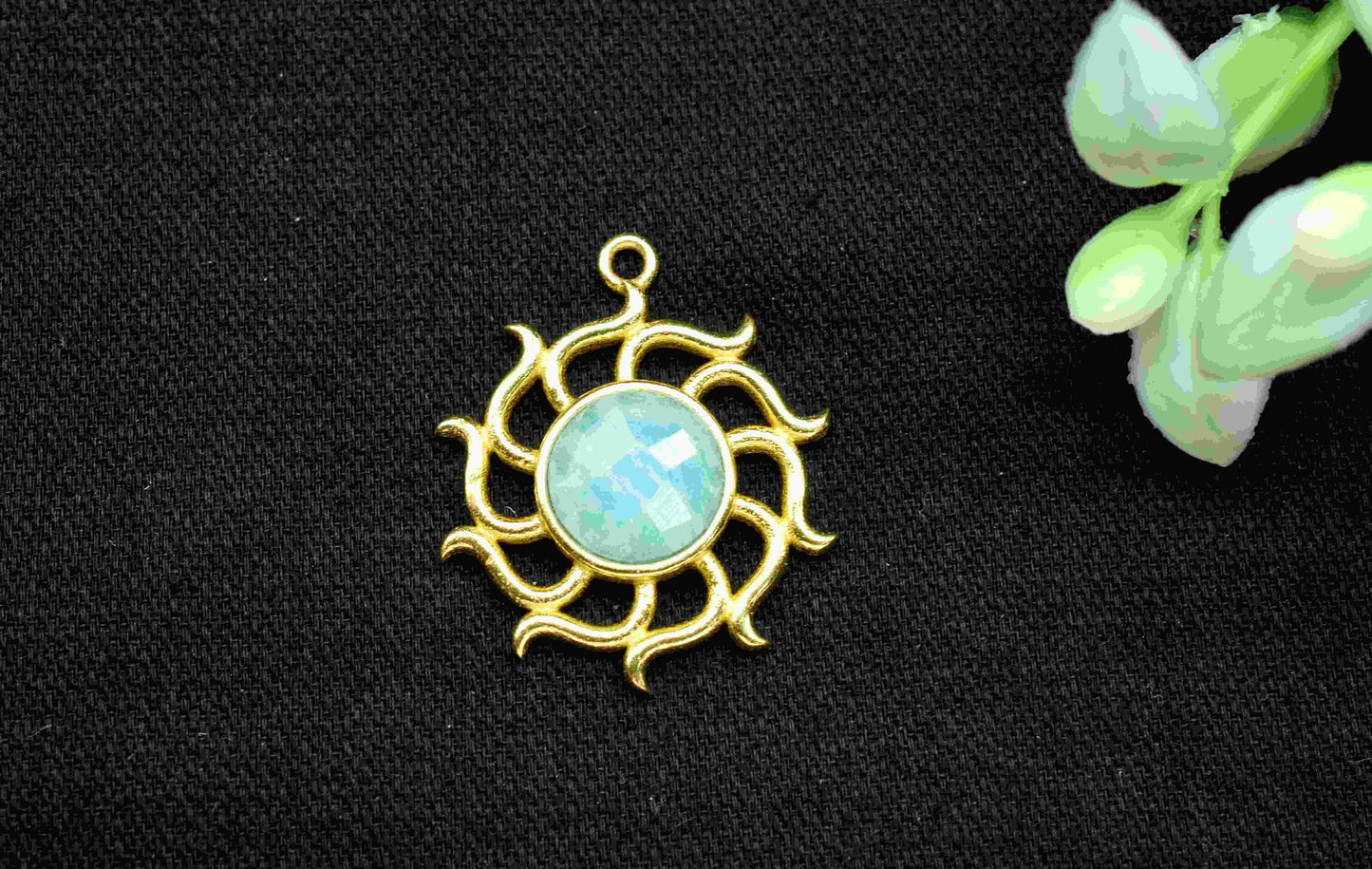 Amazonite Gemstone Component, Single Bail Charm , Amazonite Connector Pendant , Gold Plated Connectors , Earring Component ,