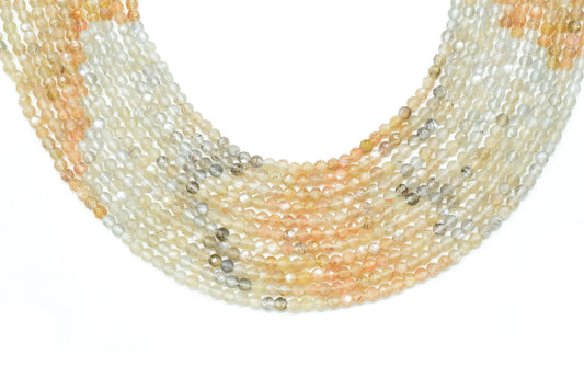 Multi Moonstone Faceted Beads,Gemstone Beads Strand,3mm Rondelle,Multi Shaded Beads,Micro faceted beads,Mixed Moonstone Strand Beads Jewelry