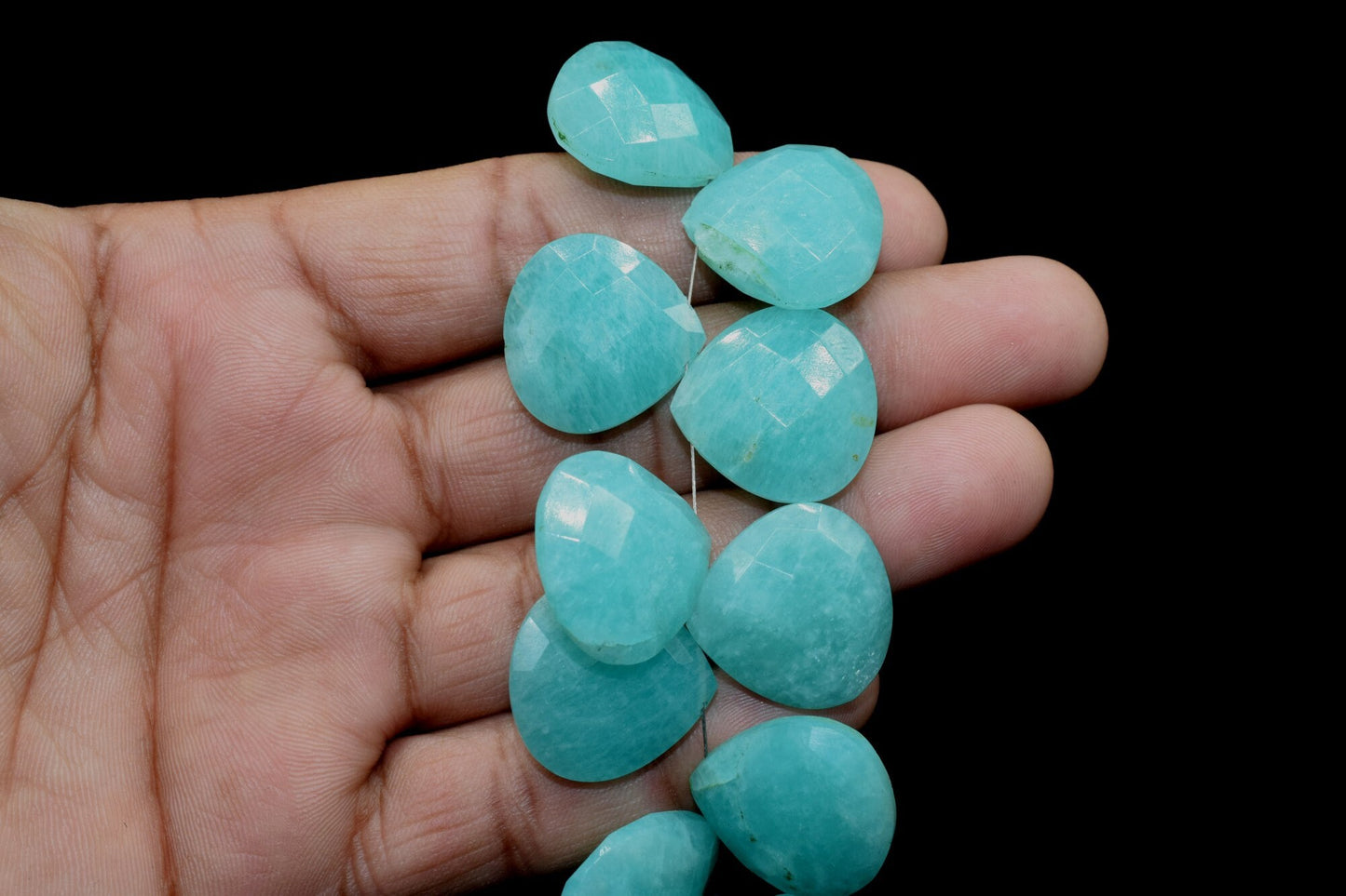 mazonite Faceted 20mm Heart Shape Briolettes,Amazonite Gemstone Beads,20mm Heart Shape Beads,Green mint Heart Shape,Natural Amazonite beads