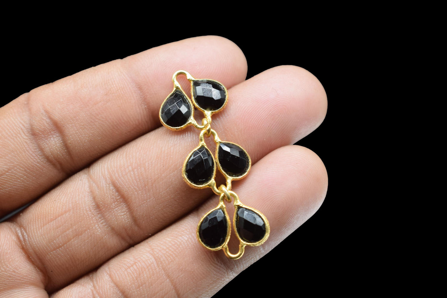 Black Onyx Pednant Charms/Gold Plated Charms/Brass Connnector Charms/Onyx Pendant Jewelry/Dangle Pendant/Women Jewelry/Handmade Jewelry/