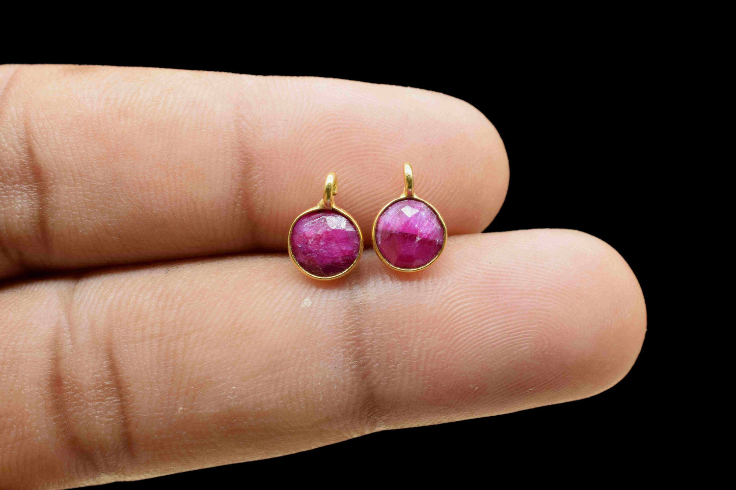 Natural Ruby 6mm Round Connector,Earring connectors Studs,Bezel Rim Earring Connector,Handmade Bezel Pendant Jewelry,Jewelry Craft Supplies