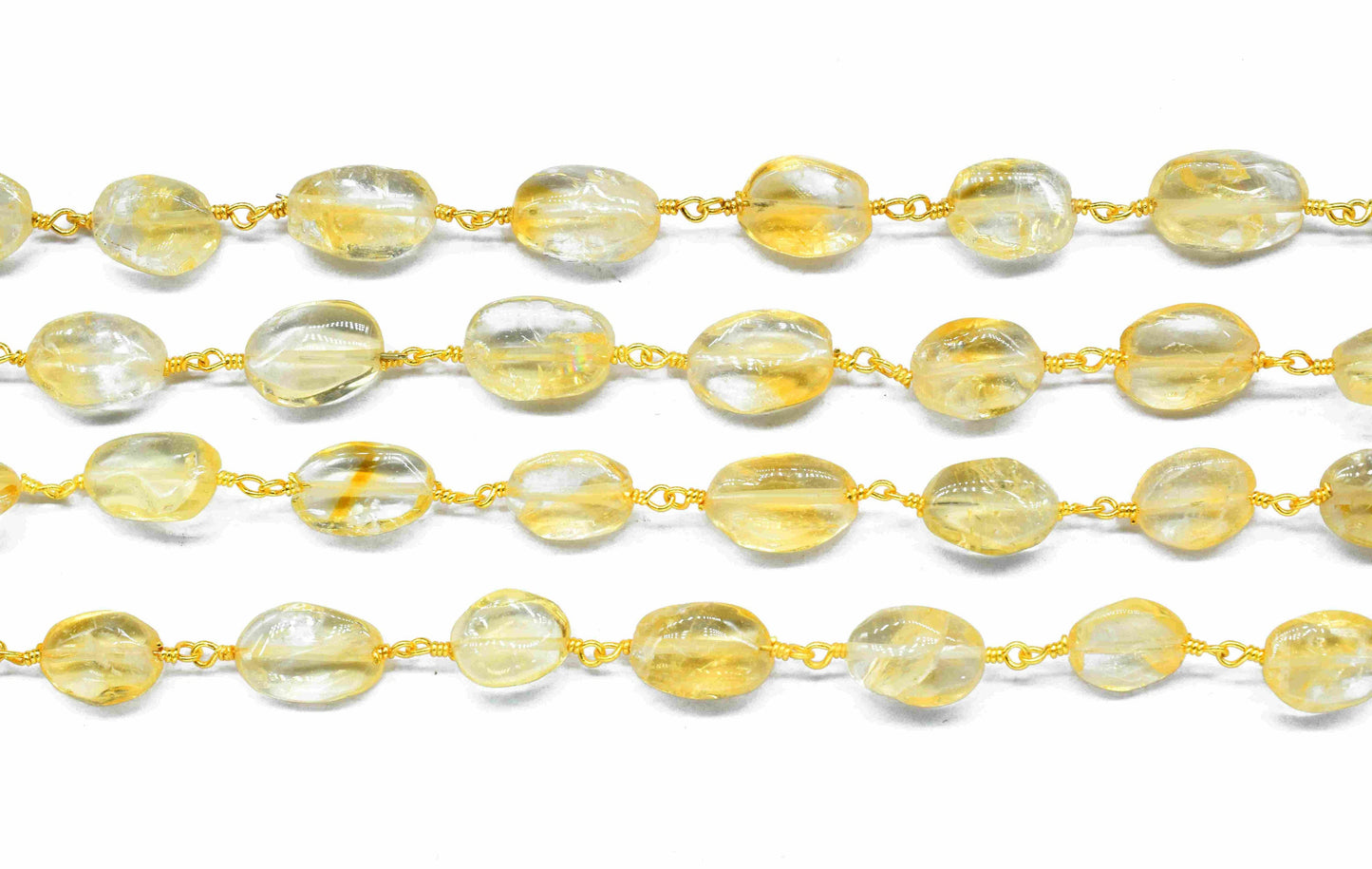 Citrine Oval Smooth Beads Chain,Handmade Jewelry,Citrine Beads Rosary Chain,Oval Shape Wire Wrapped Rosary Chain,Gemstone Rosary Chain,Gift