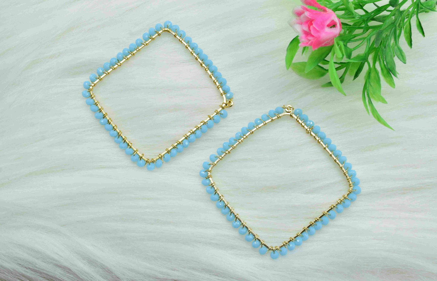 Turquoise Quartz Wire Wrapped Earring,Gemstone Component,Handmade Dangle Earring Components,Findings Turquoise Components-Pendant Necklace