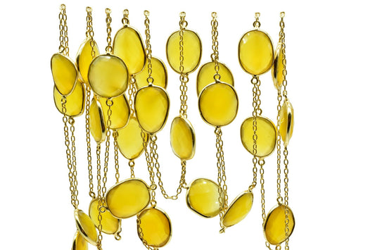 Yellow Chalcedony Bezel Connector Chain,Free Size Faceted Gemstone Connector Chains,Handmade Bezel Link Chains,Gold Plated Bezel Link Chains