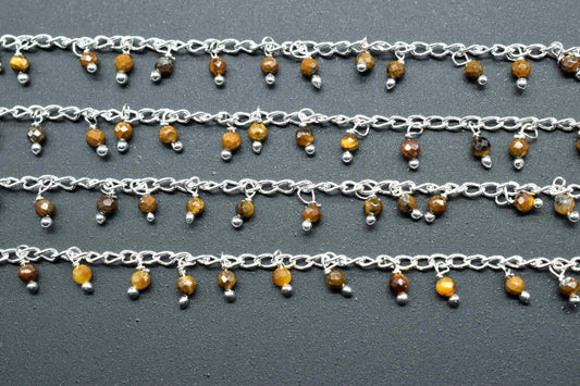 2mm Tiger Eye Cluster Rosary,Tiger Eye Beads Rosary Chain,Wire Wrapping Gemstone Chain,2mm Rondelle Beads Rosary,Gemstone Rosary Roll,