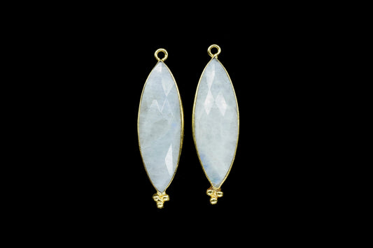Rainbow Moonstone 10x30mm Bezel charms,Rainbow Gemstone Connector,Station Bezel Link Jewelry Supplies,marquise Shape Pendant,Moonstone Gift