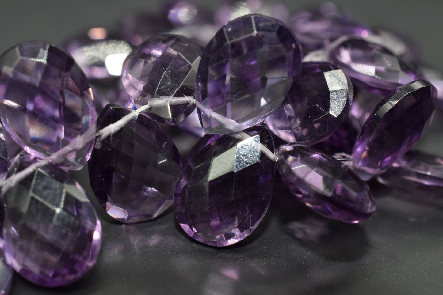 Amethyst Quartz 8x12mm Teardrop Faceted Briolettes,Amethyst Quartz Faceted Pear Shape Beads,Amethyst Briolettes,Gemstone Briolettes,50PC