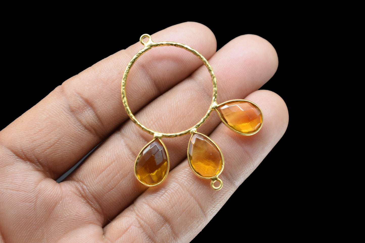 Citrine Pendant/Gold Plated Jewellery/Connector Jewellery/Gemstone Jewellery/Brass Connector Jewellery/Double Bail Pendant/Citrine Jewelry