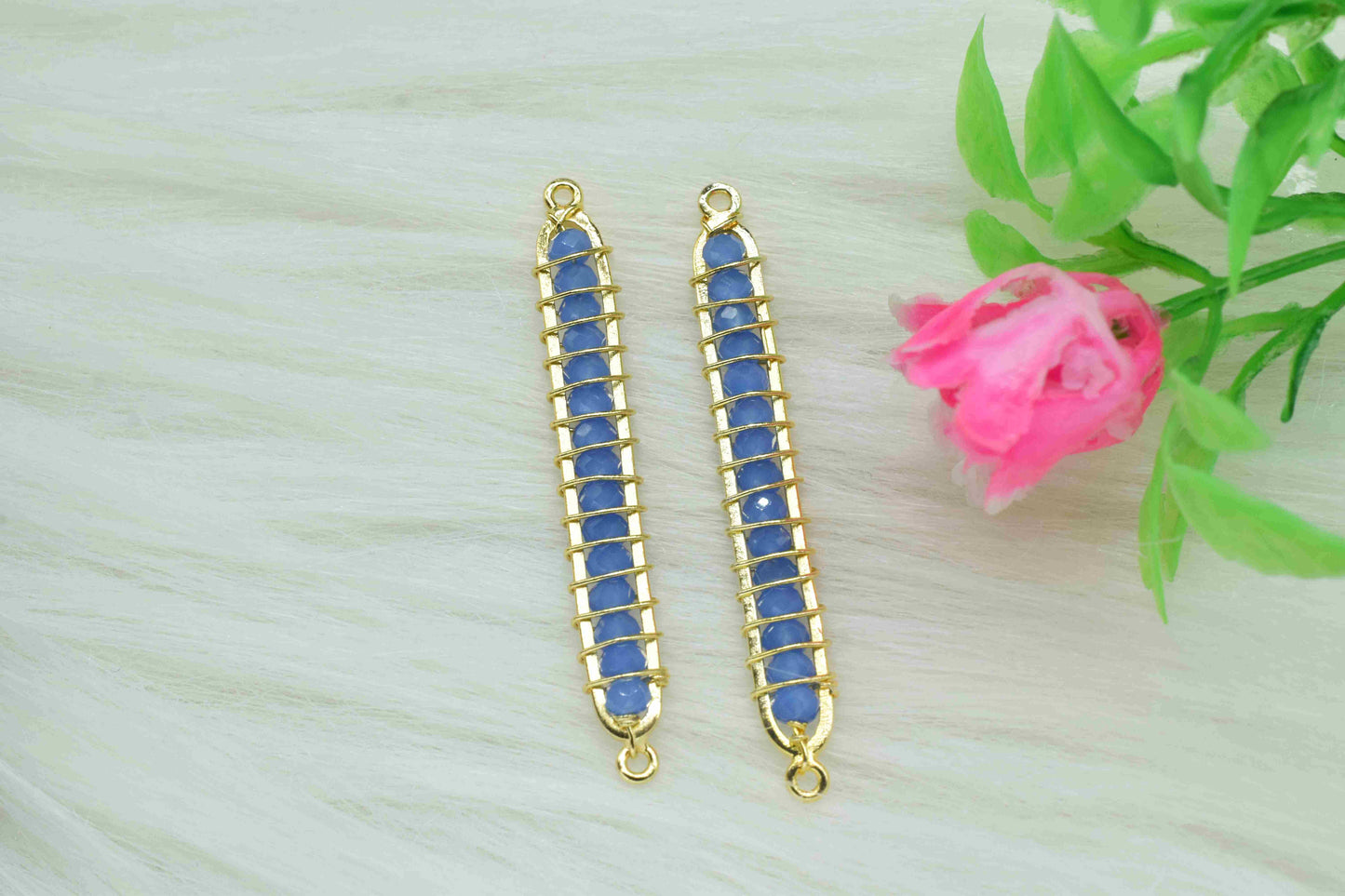 Blue Quartz beaded Bar Finding Connector,Bar Pendant Necklace,Blue Quartz Bar Bracelet,Beaded Bar Finding Component,Blue Quartz jewelry,Gift