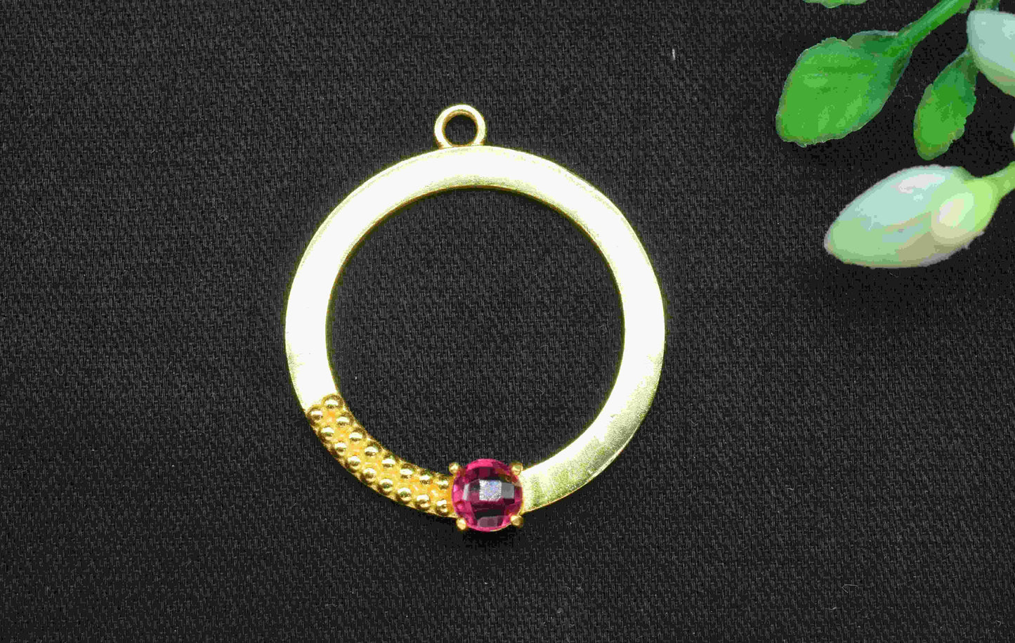 Pink Tourmaline Component , Single Bail Charm , Pink Tourmaline Connector Pendant , Gold Plated Connectors , Earring Component , B'day Gift