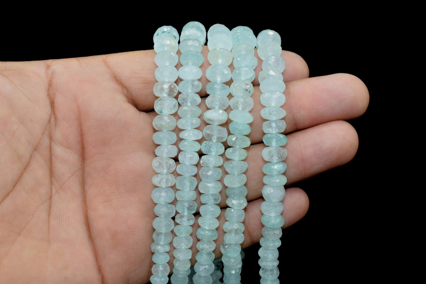 Natural Aquamarine Faceted Beads Roundel Shape,Gemstones Beads Size 7.5X8MM Approx 6'' Inches Strand Bead,Gemstone Loose Bead,Jewelry Making