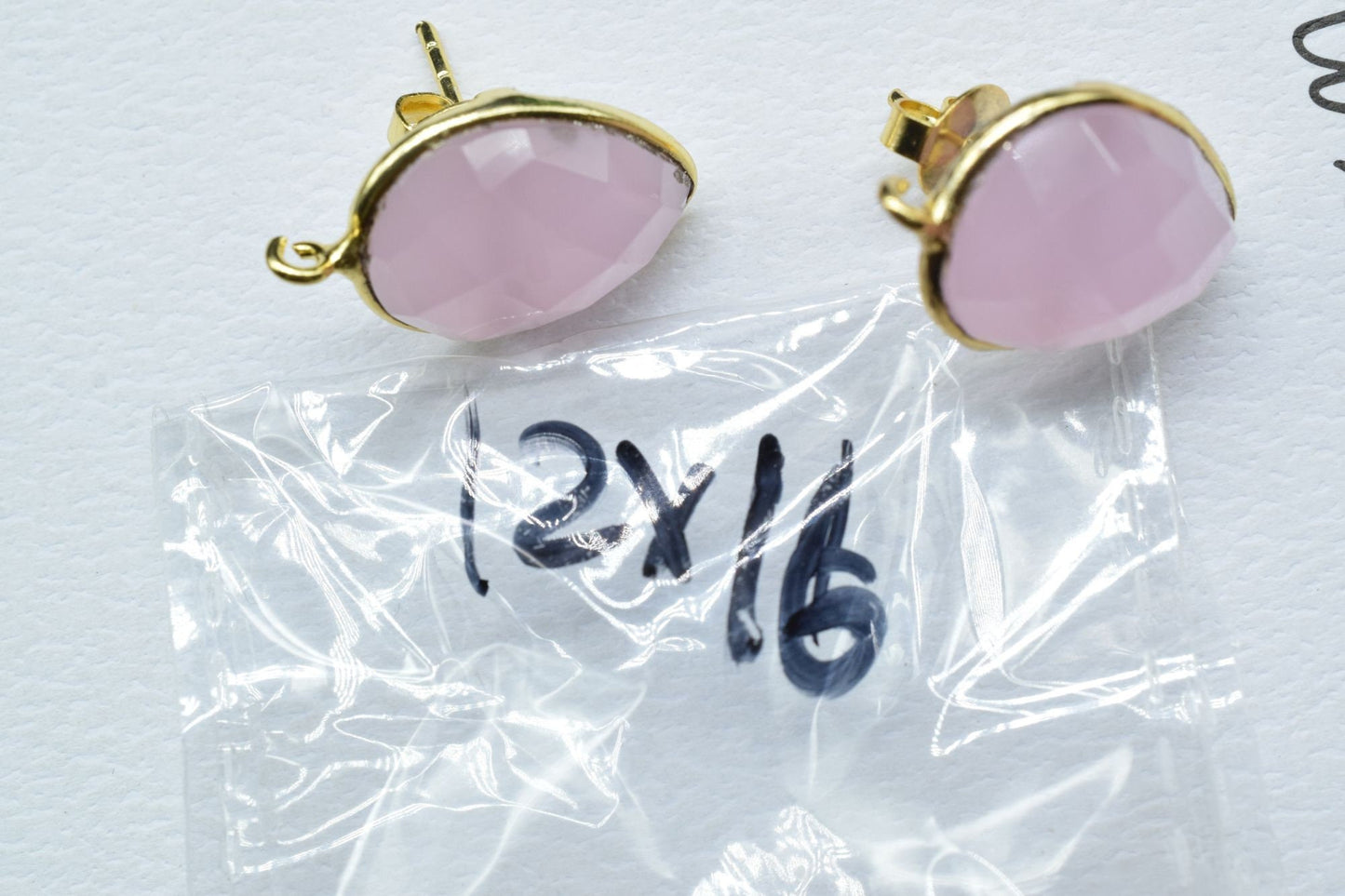 Pink Chalcedony Earring Connector,Jewelry Making,Ear Post Studs Connector,Single Bail Earrings Connector,Finding Earring Connector,Gift