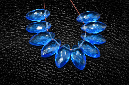 London Blue Topaz Marquise 6x12mm Briolettes,Topaz Side drilled Briolette,Marquise Briolette,Jewelry, Blue Topaz Topaz For Making Jewelry