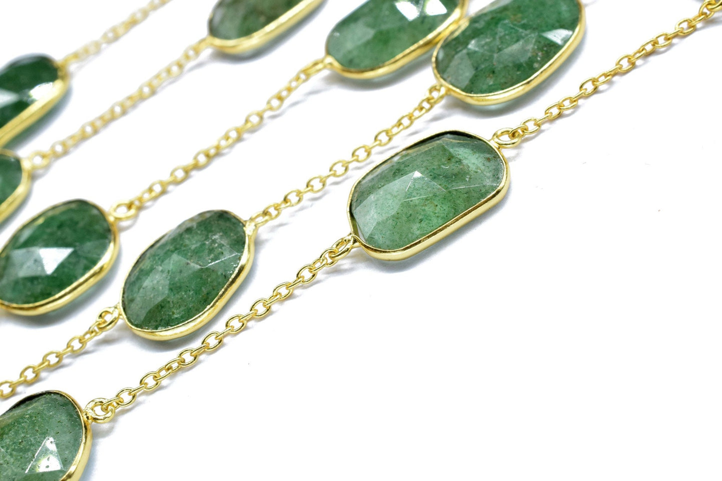 Green Stawbery Faceted Bezel Connector,Green Quartz Bezel Chain,Free Size Gemstone Connector,Jewelry making chain,Green Quartz Bezel Jewelry