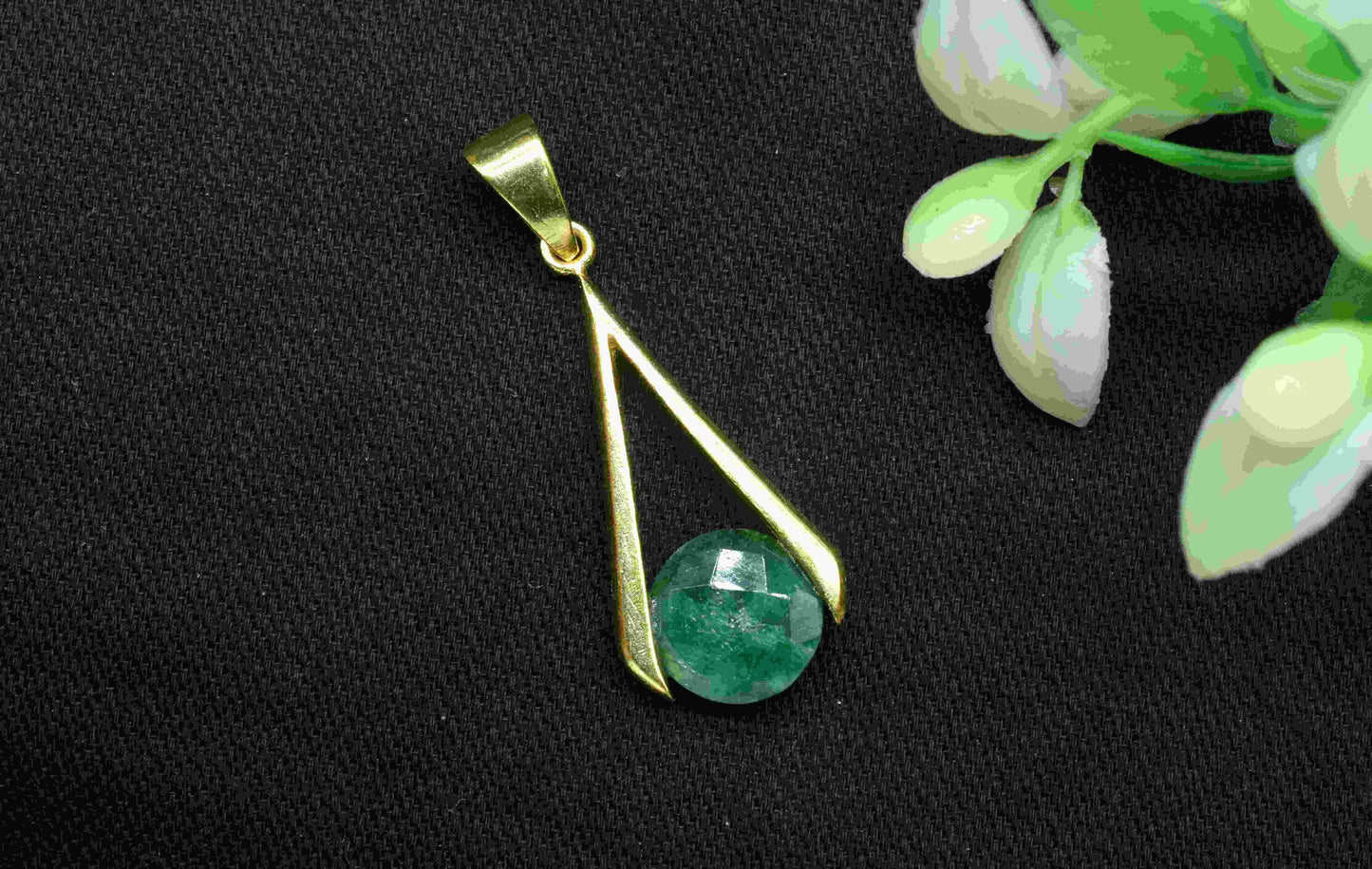 Emerald Component , Single Bail Charm ,Emerald Connector Pendant , Gold Plated Connectors , Single Bail Checker Cut Gemstone Connector