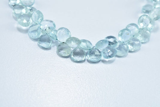 Aquamarine Faceted 6mm Heart Shape Briolettes,Natural Aquamarine Beads,Heart Shape Briolettes,Aquamarine Heart Shape Beads,Jewelry making