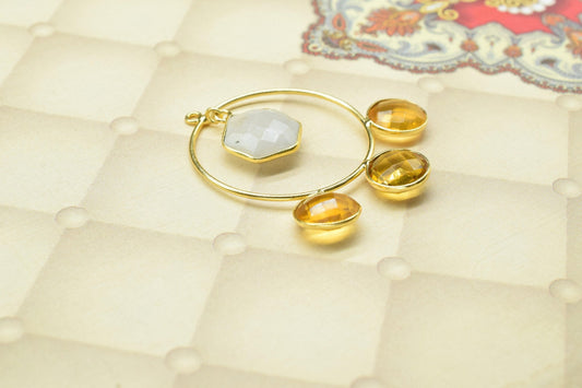 Citrine Dangle Component Earring,Gemstone Dangle Component,Rainbow Earring,Connector jewelry,Finding Round Earring,chandelier Earring,Gift