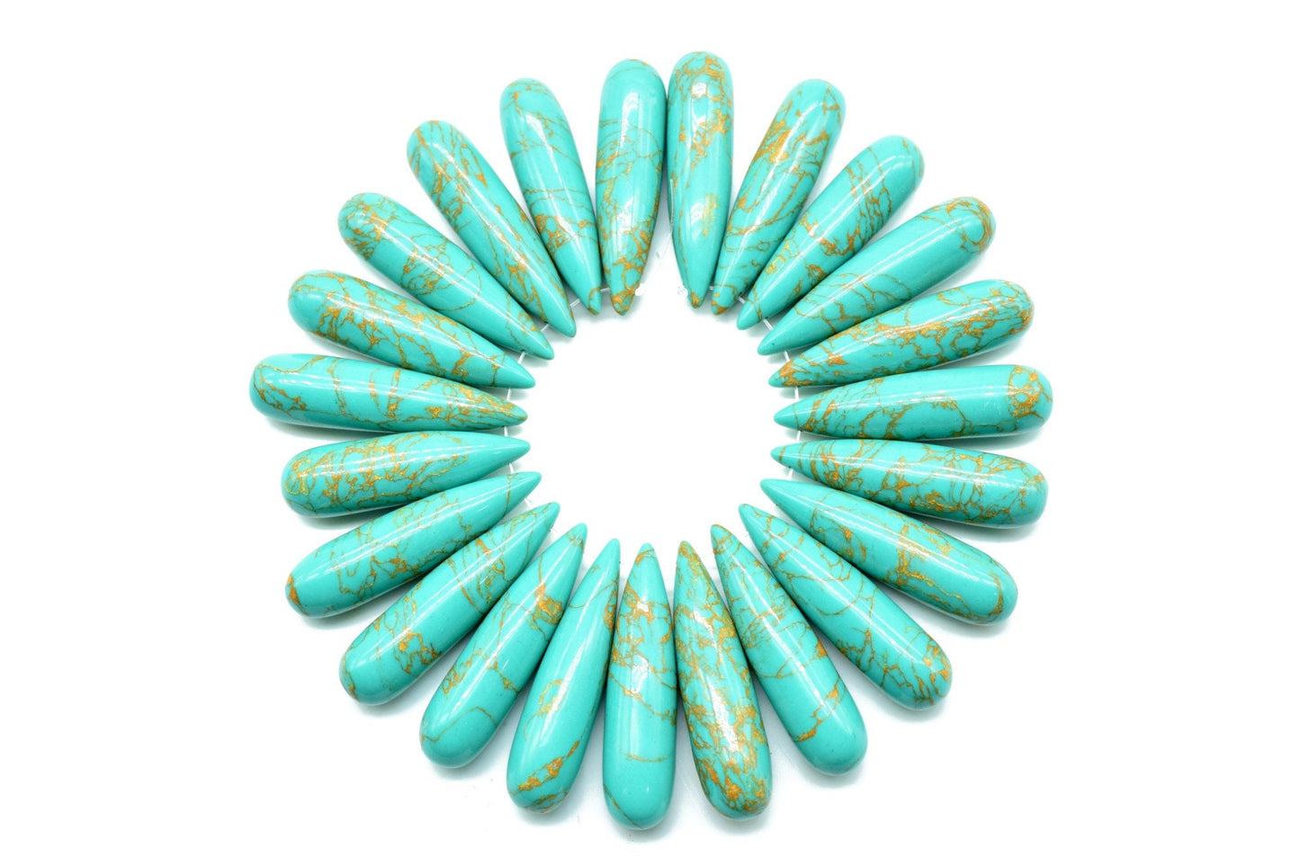 Copper Green Turquoise Long drop 8x30mm smooth Briolettes,Top Drilled Gemstone Teardrops,Turquoise Teardrop Beads Jewelry Making Supplies